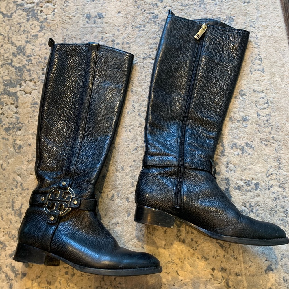 Tory Burch Black Leather Riding Boots